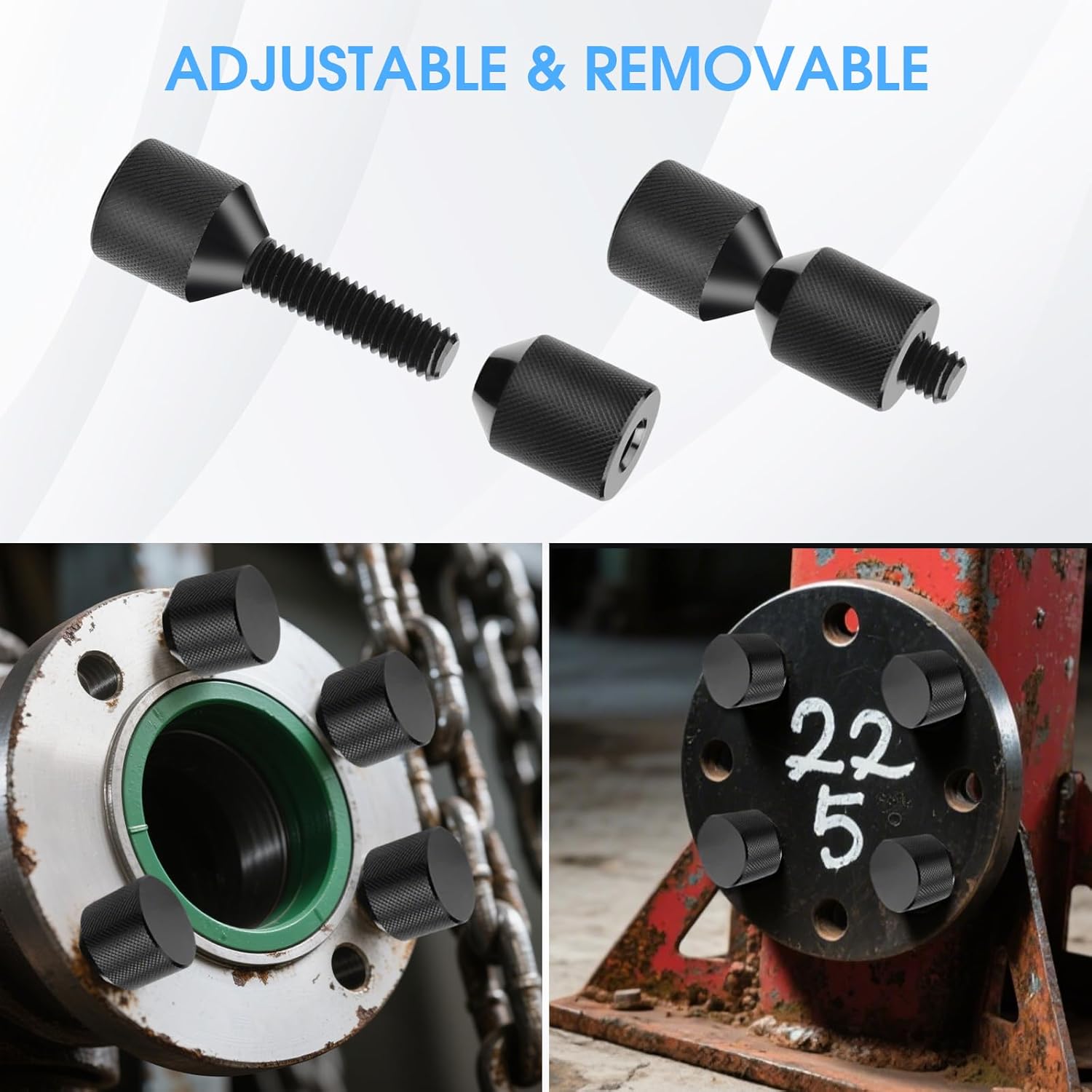 Two Hole Pins, Portable, Aluminum Alloy Ergonomic 4 Pcs 2 Hole Flange Alignment Pins with a Pair of Gloves for Mechanical Assemblies, Aluminum Alignment Pin Set, Black
