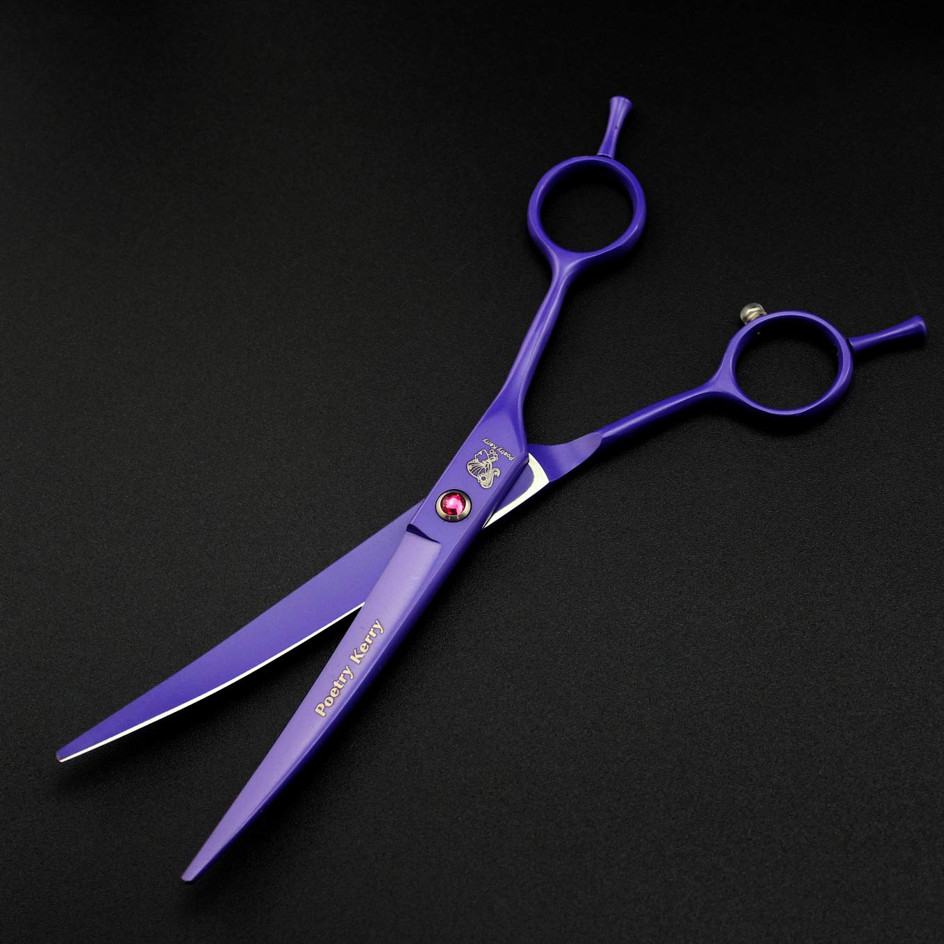 Lot de 4 ciseaux de coiffure, ciseaux de coiffure, peigne de 17,8 cm pour animal domestique, ciseaux de toilettage pour chien et chat (violet)