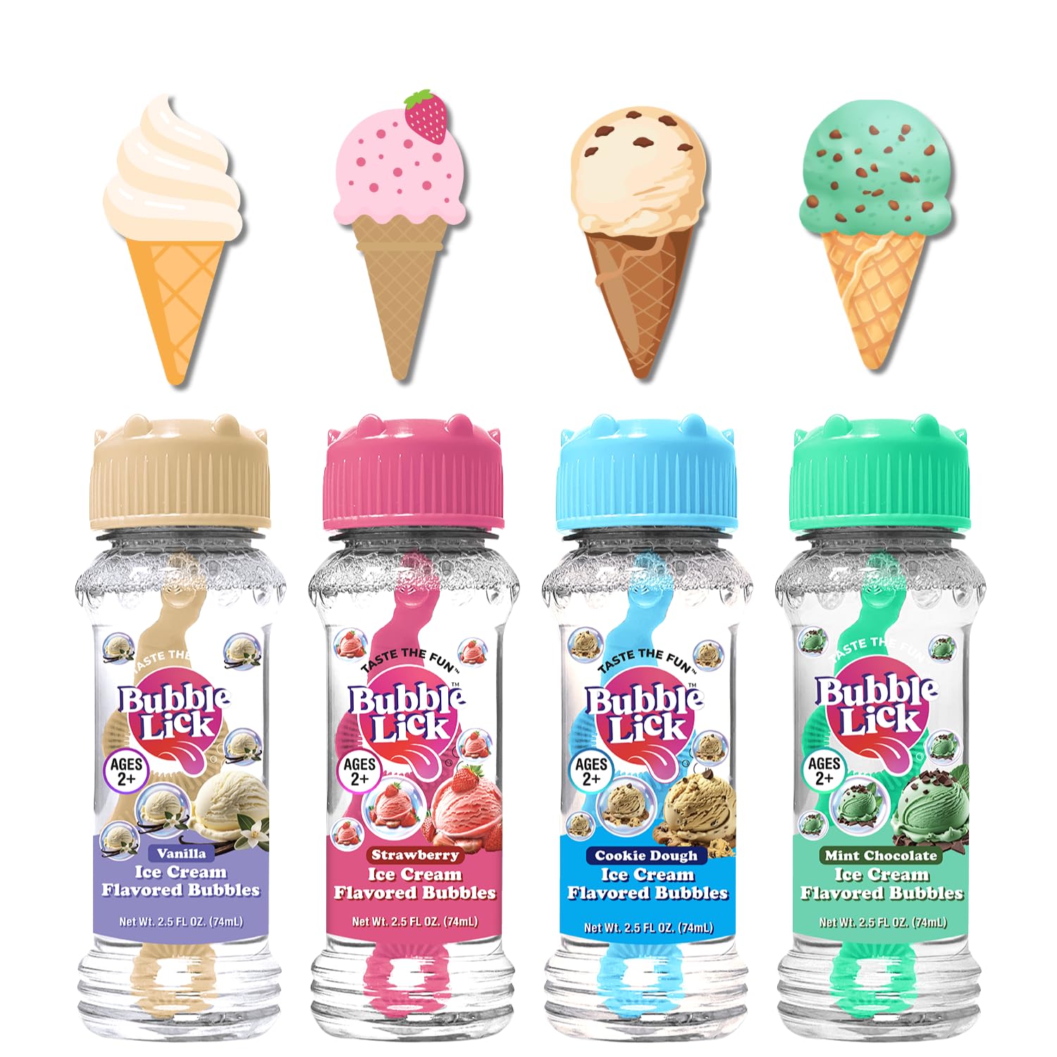 Amazon.com: Bubble Lick Ice Cream Flavored Bubbles 4 Pack Vanilla