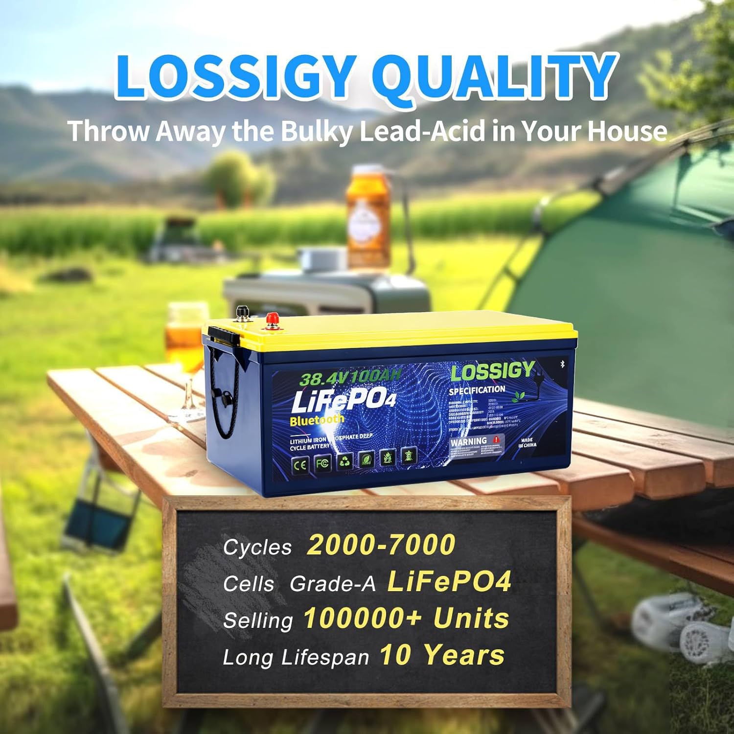 LOSSIGY 36V Lithium Golf Cart Battery with 25A Charger&Monitor, 36 Volt Golf Cart Conversion Kit, Prefect for Trolling Motor, Marine, Boat, Built in 200A Bluetooth BMS, Peak Current 1000A(3-5s)