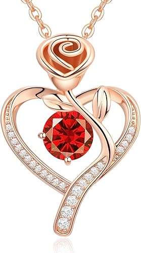 Collar para mujer, regalos para esposa, novia, aniversario de boda, collares de regalo para mujeres, cumpleaños, oro rosa de 18 quilates, regalo de