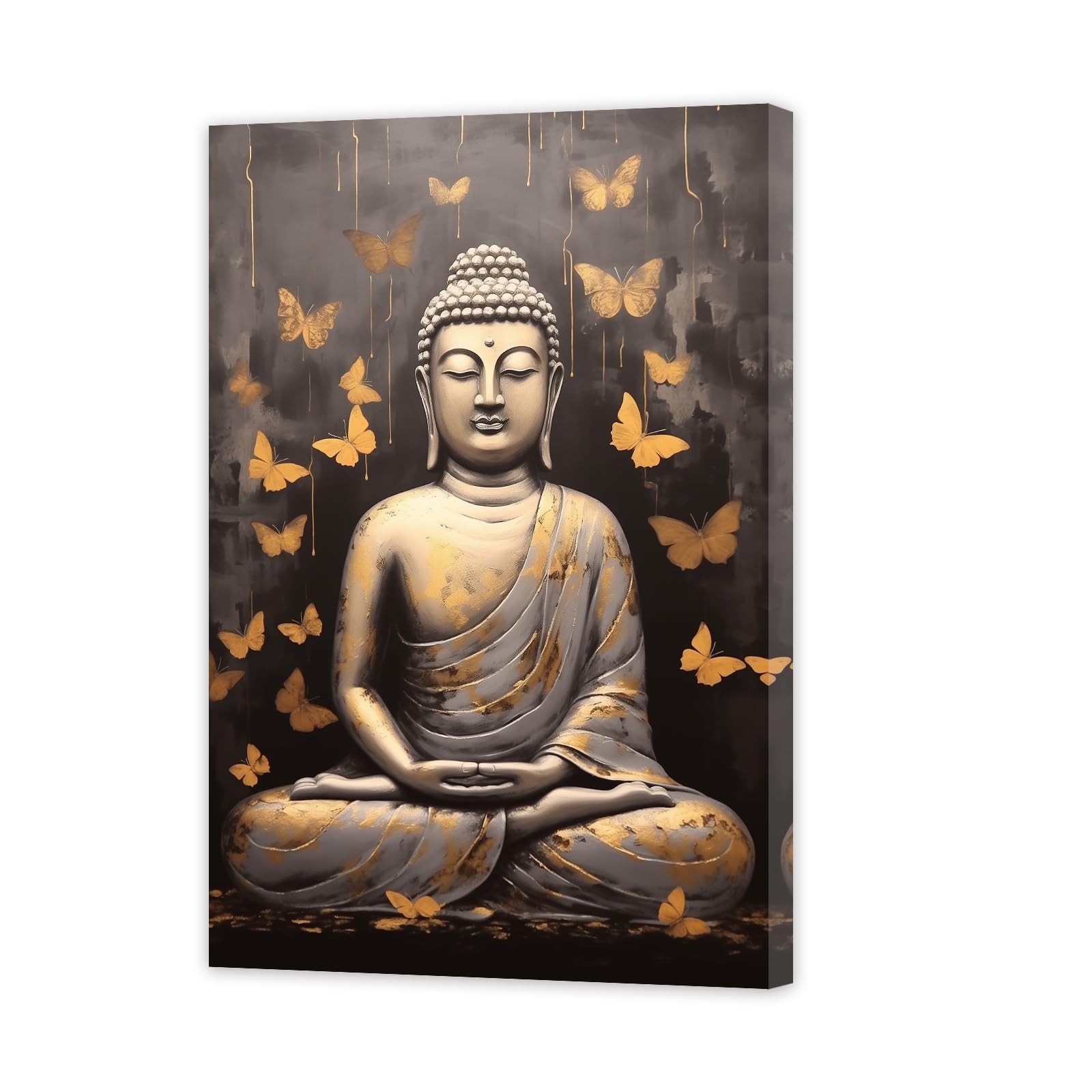 ZXHYWYM Buddha Canvas Wall Art Zen Pictures Buddha Statue Painting Spa Meditation Spiritual Artwork Print for Yoga Room Bathroom Wall Decor Framed (A, (60.00 x 90.00 cms)) โ image 1