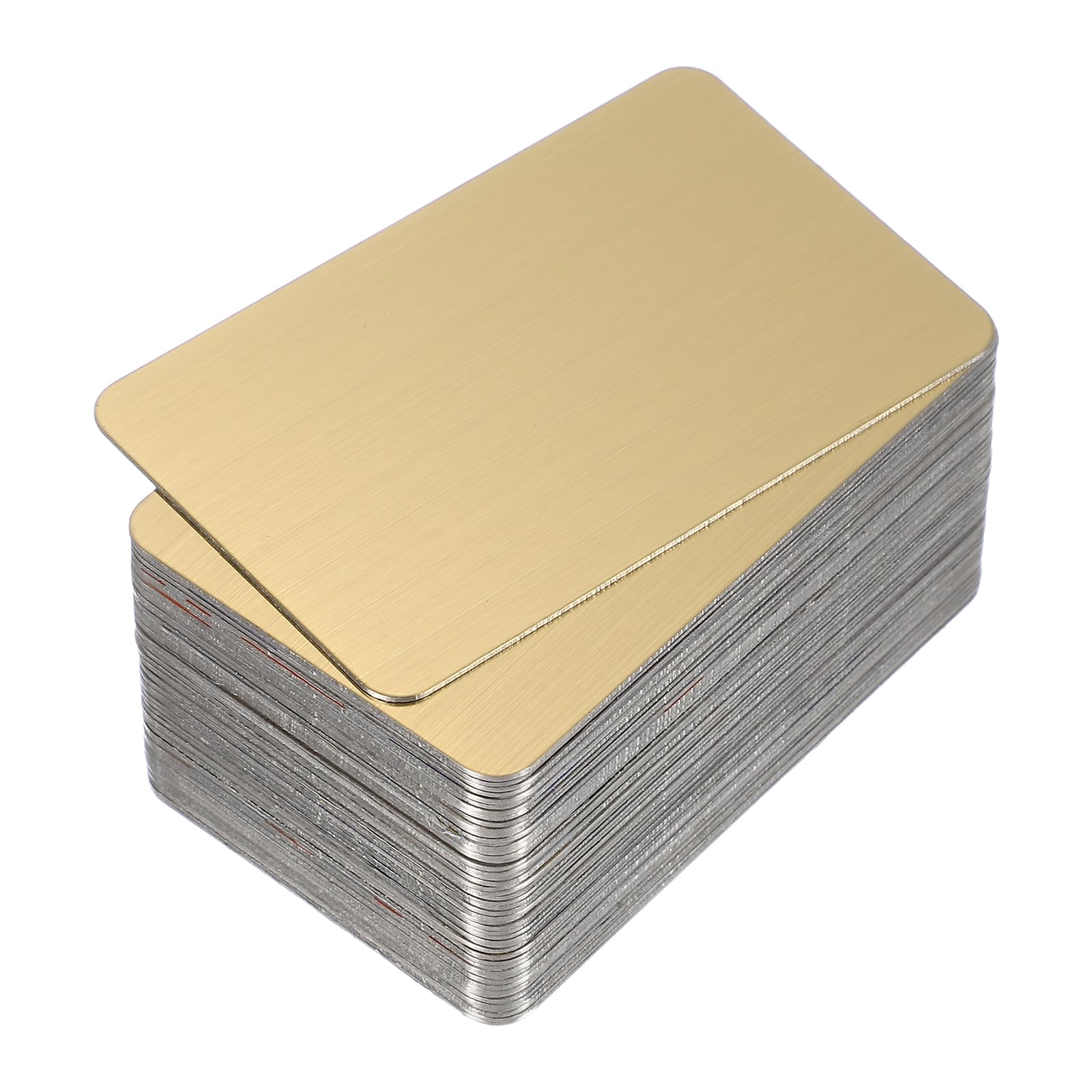 PATIKIL 0.5mm Stainless Steel Metal Business Cards, 50 Pack Brushed Blank Name Card Laser Engraving for DIY Gift Cards, Gold