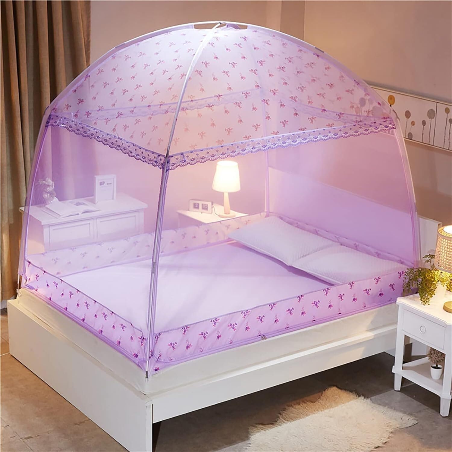 Mosquitera Plegable para Cama con Dosel, portátil, para Dormitorio y Camping al Aire Libre (A, 1,8 x 2,2 m)
