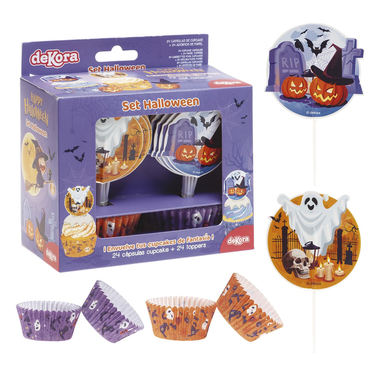 dekora Cupcake Capsules and Topper Kit Set, Paper, Multicoloured, One Size