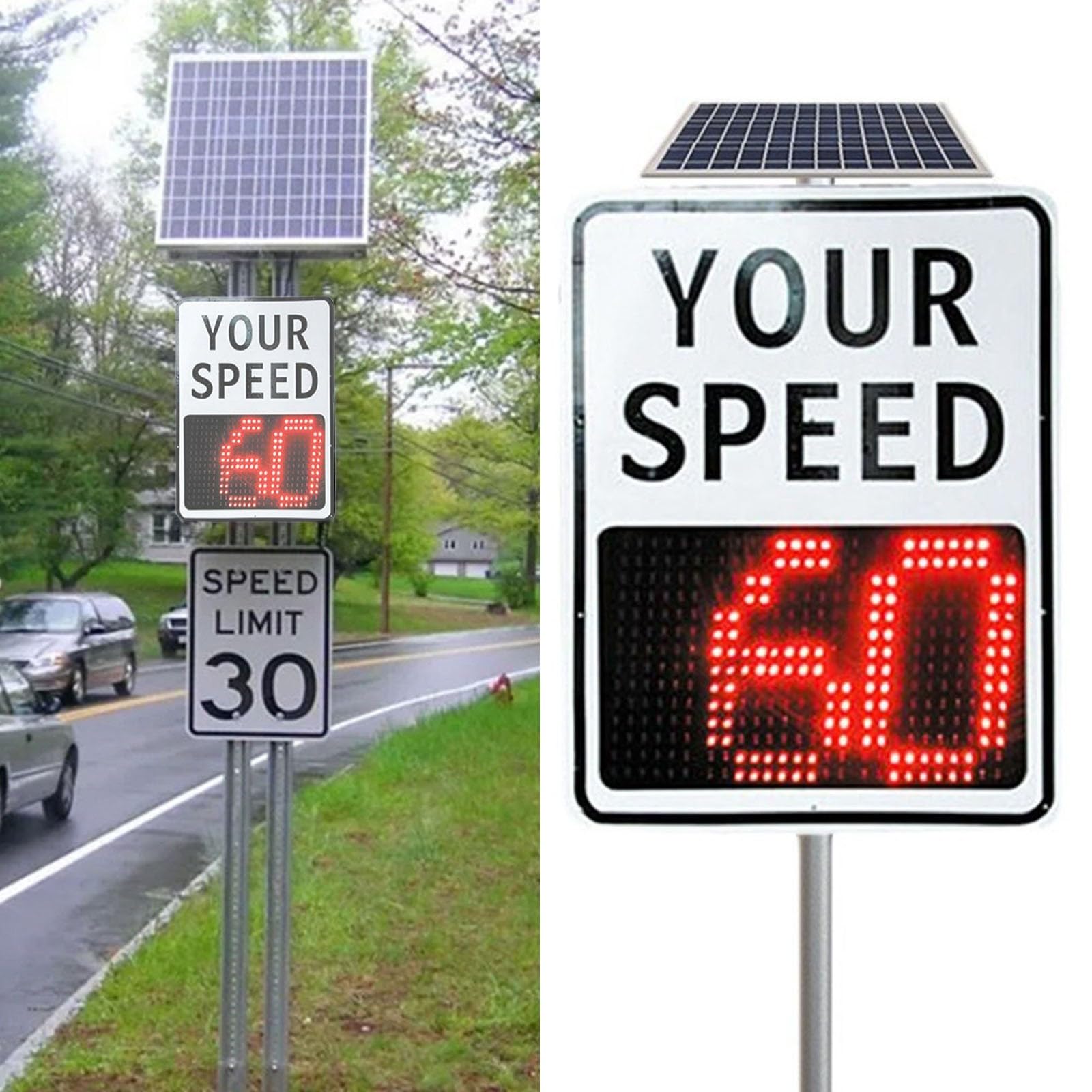 Señal De Retroalimentación De Límite De Velocidad De Radar con Energía Solar, Alta Visibilidad, Detector De Velocidad, Señales De Advertencia De Carretera, Pantalla LED