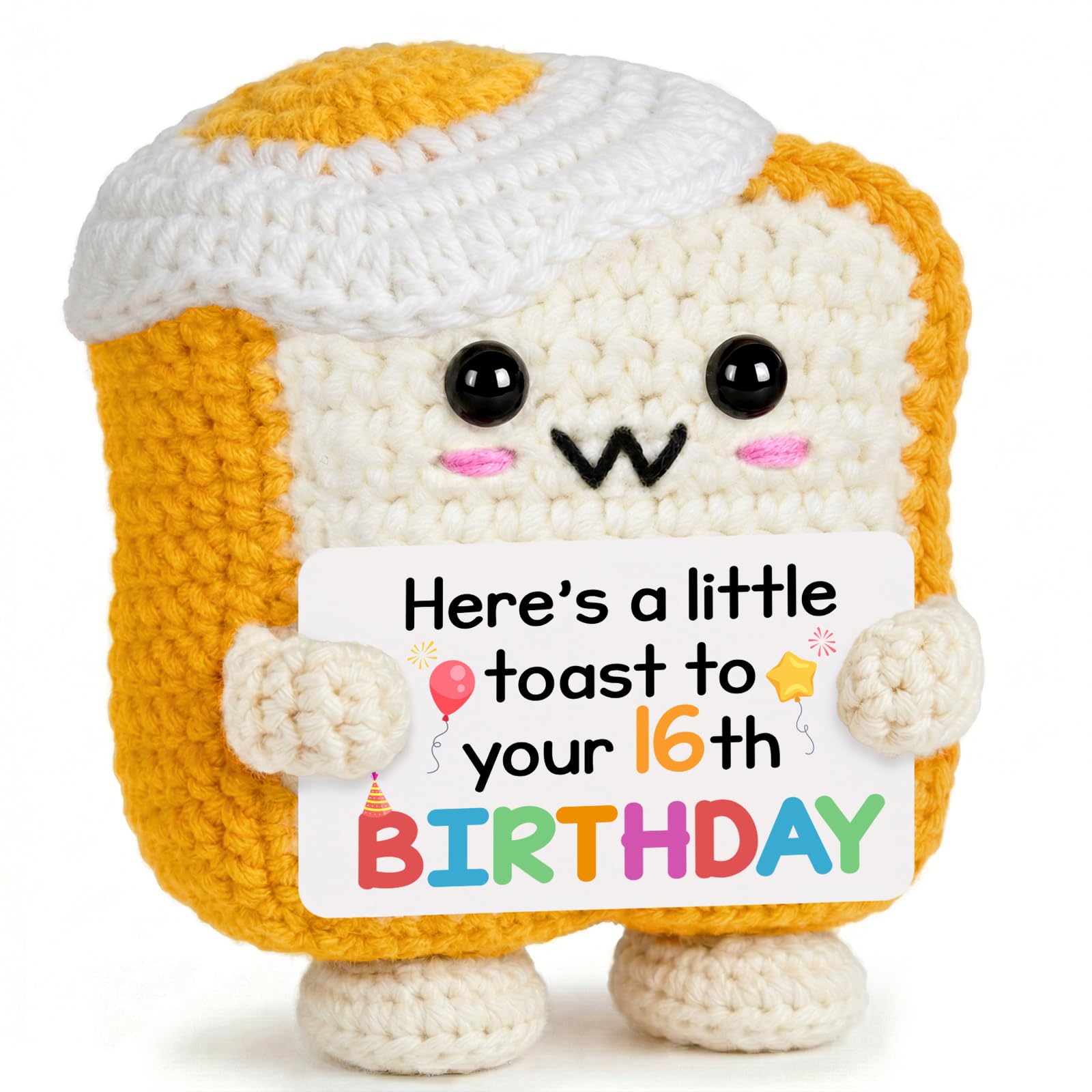 16th Birthday Gifts Girl, 16th Birthday Gifts Boys, Handmade Emotional Support Crochet Toast, Crochet Toast Doll, 16 Year Old Gift For Boys Friends Daughter Son Niece Newphew Granddaughter Grandson — image 1