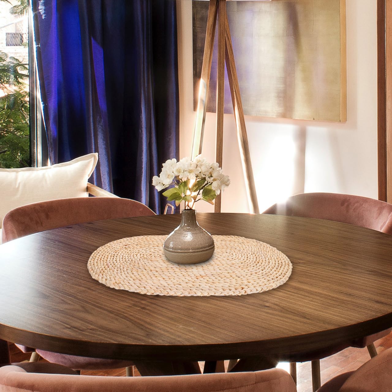 Cabilock Set de Table Oval en Paille de Maïs Tressée Naturelle 30x45 Cm Antidérapant Résistant la Chaleur pour Table à Manger Usage Quotidien Décor Rustique