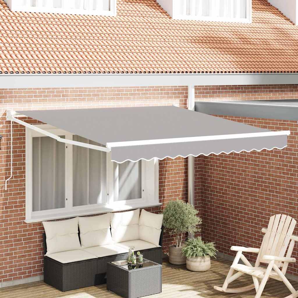 Store rétractable gris clair 350 x 250 cm pour ombrage extérieur étanche