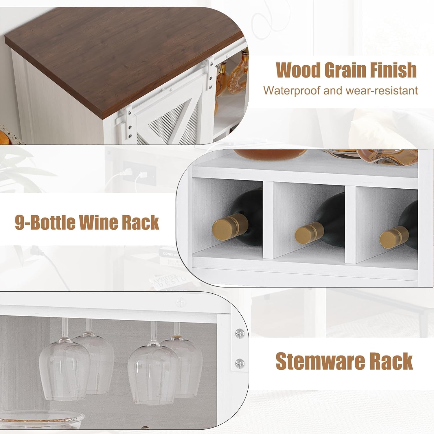 GLigeT Mobile Bar Armadietto for vino, credenza a buffet con cassetto, mobile bar for liquori e bicchieri, ideale for cucina, soggiorno, sala da pranzo Scaffale per Vino (Size : M