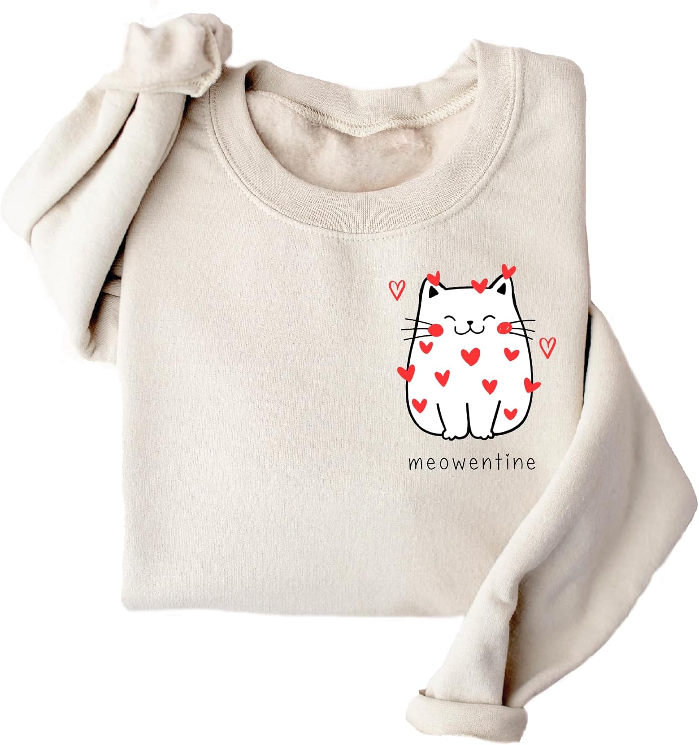 Valentines Cat Print Graphic Sweatshirt for Womens, Cat Lovers Valentine Gift