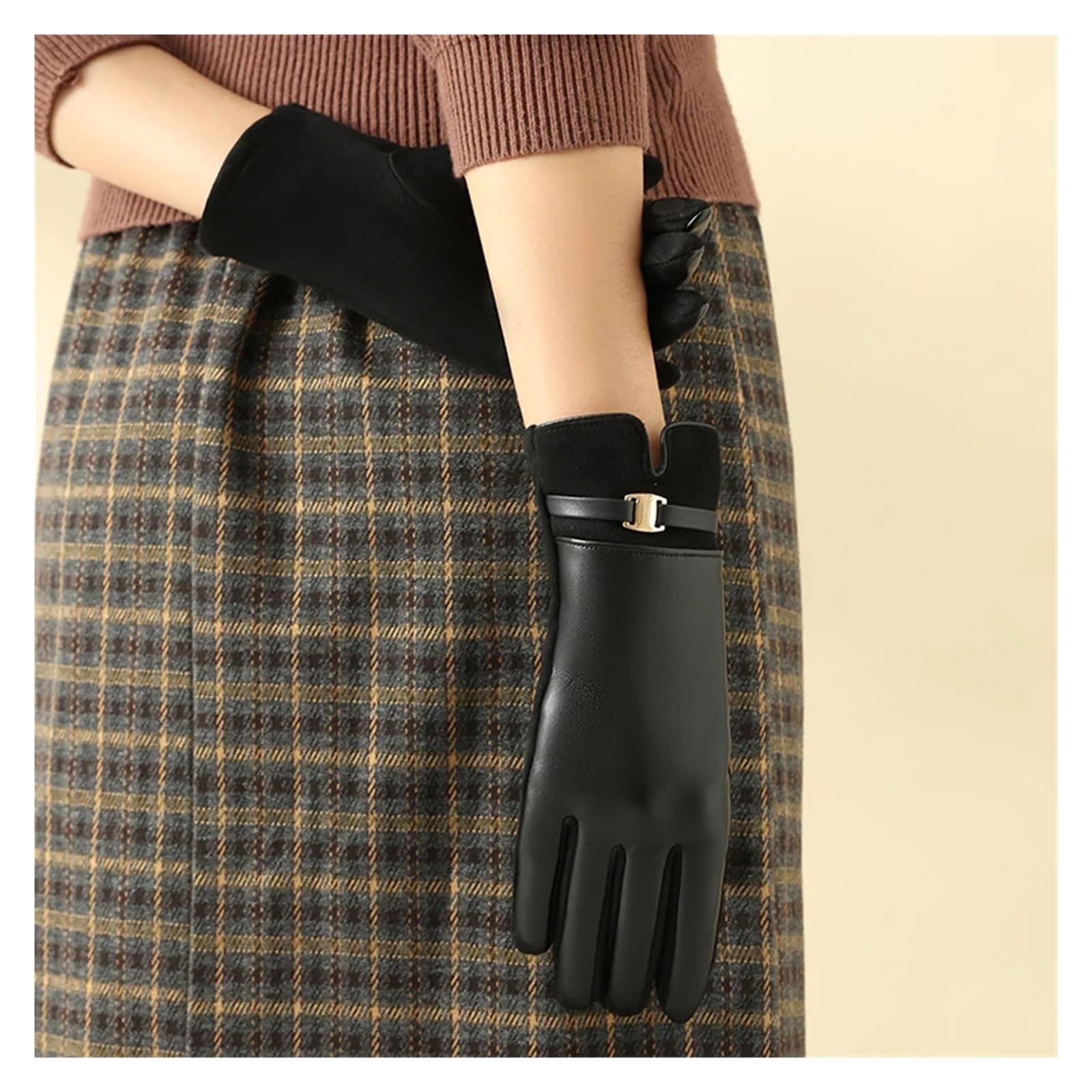 Guantes Termicos Hombre 1 par de guantes for mujer en invierno con forro polar y pantalla táctil poliuretano, elegantes exquisitos ciclismo conducción