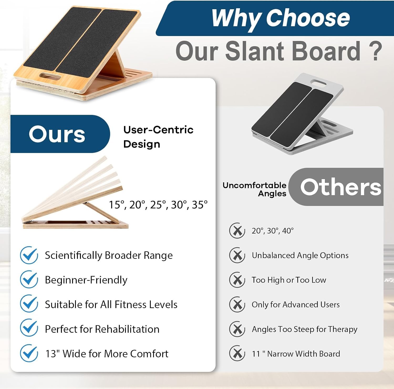 StrongTek Wooden Slant Board, 13-Inch Wide, 5 Adjustable Angles 15°-35° — Amazon image 3