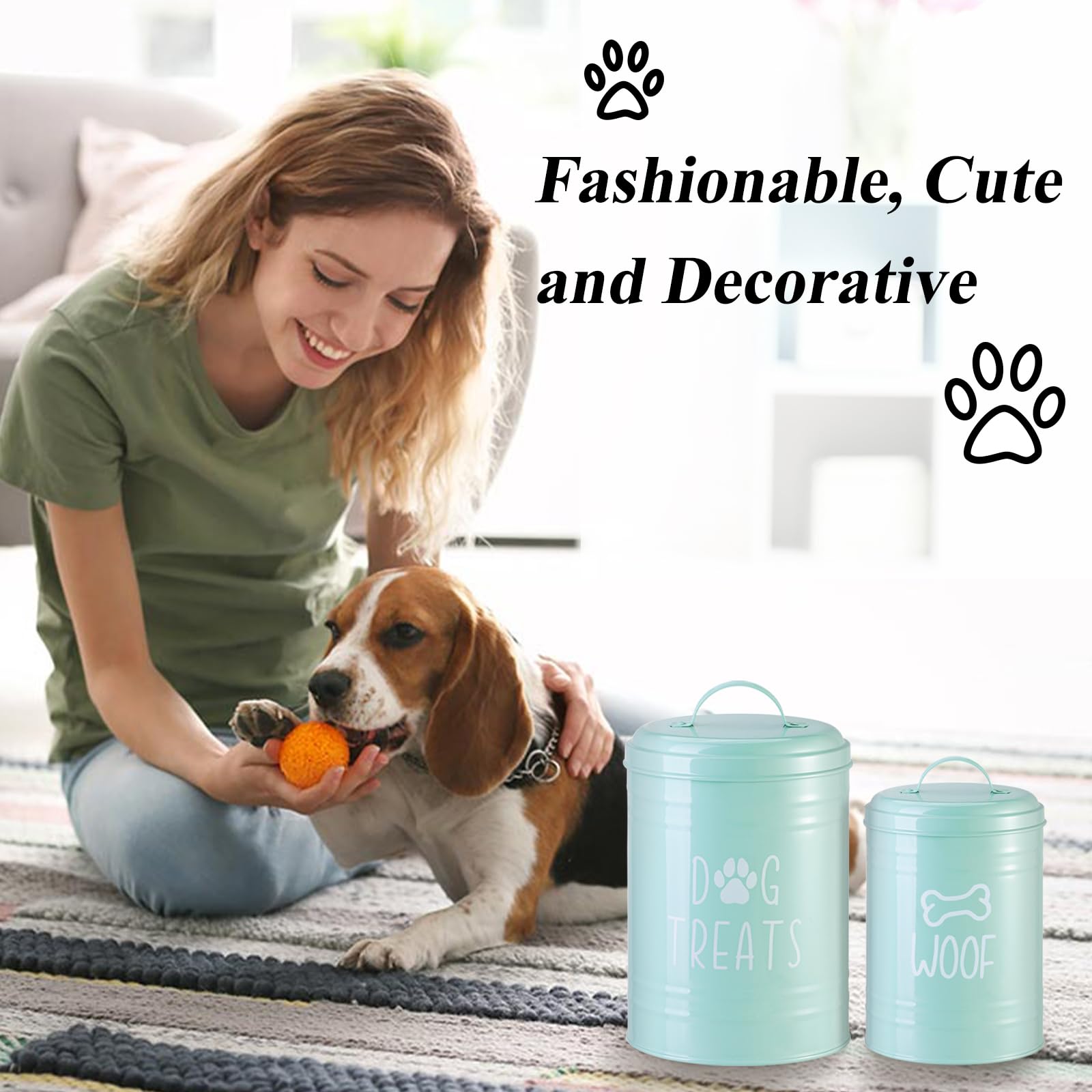 NIXBYO Rustic Decorative Dog Treat Container Airtight Set of 2 - Image 3