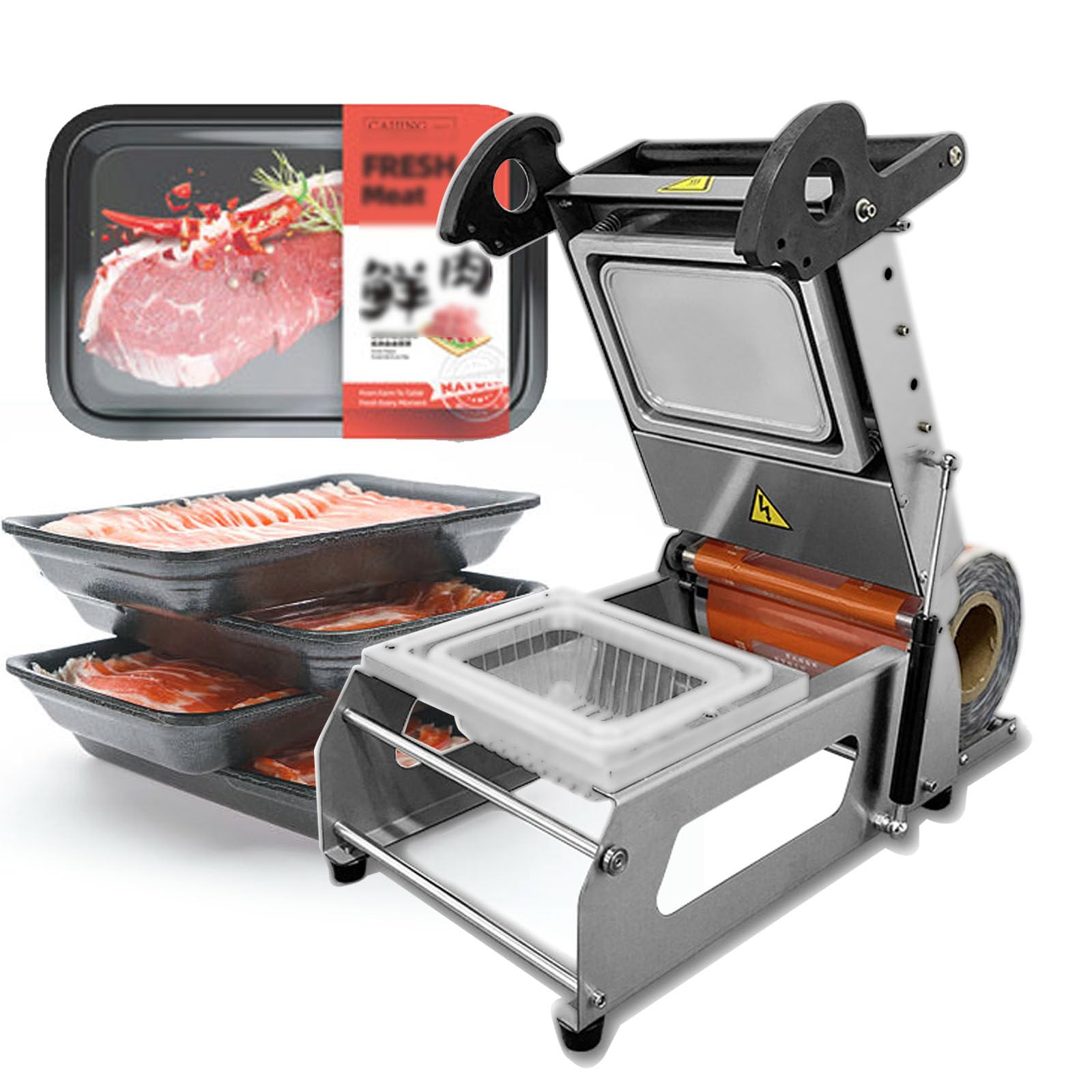AYCDL 800W Commercial Food Sealing Packing Machine, Takeaway Box Hand Pressure Food Packaging Machine, Food Container Tray Sealer