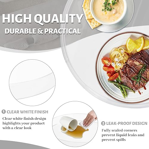 Miniatura 4 de MAONAME Bandeja redonda transparente con asas, bandeja transparente de plástico de 13 pulgadas, bandeja decorativa redonda para mesa de café,