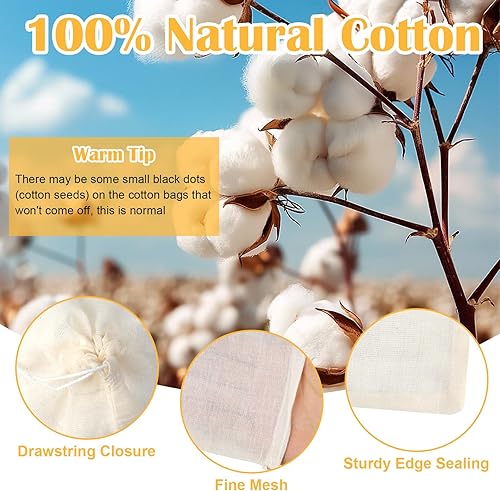 Miniatura 3 de 25 bolsas de especias para cocinar, bolsas de té reutilizables de 4 x 6 pulgadas para té suelto, estopilla con cordón, bolsas de té reutilizables