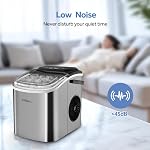 LIVINGbasics Machine à glace en acier inoxydable, auto-nettoyage,9 Cubes en 6-12 min 26 Lbs/Jour. 1.2L Réservoir de stockage d'eau. Vue couvercle de fenêtre. 35dB. Eau auto & Alertes de glace. & panier inclus.