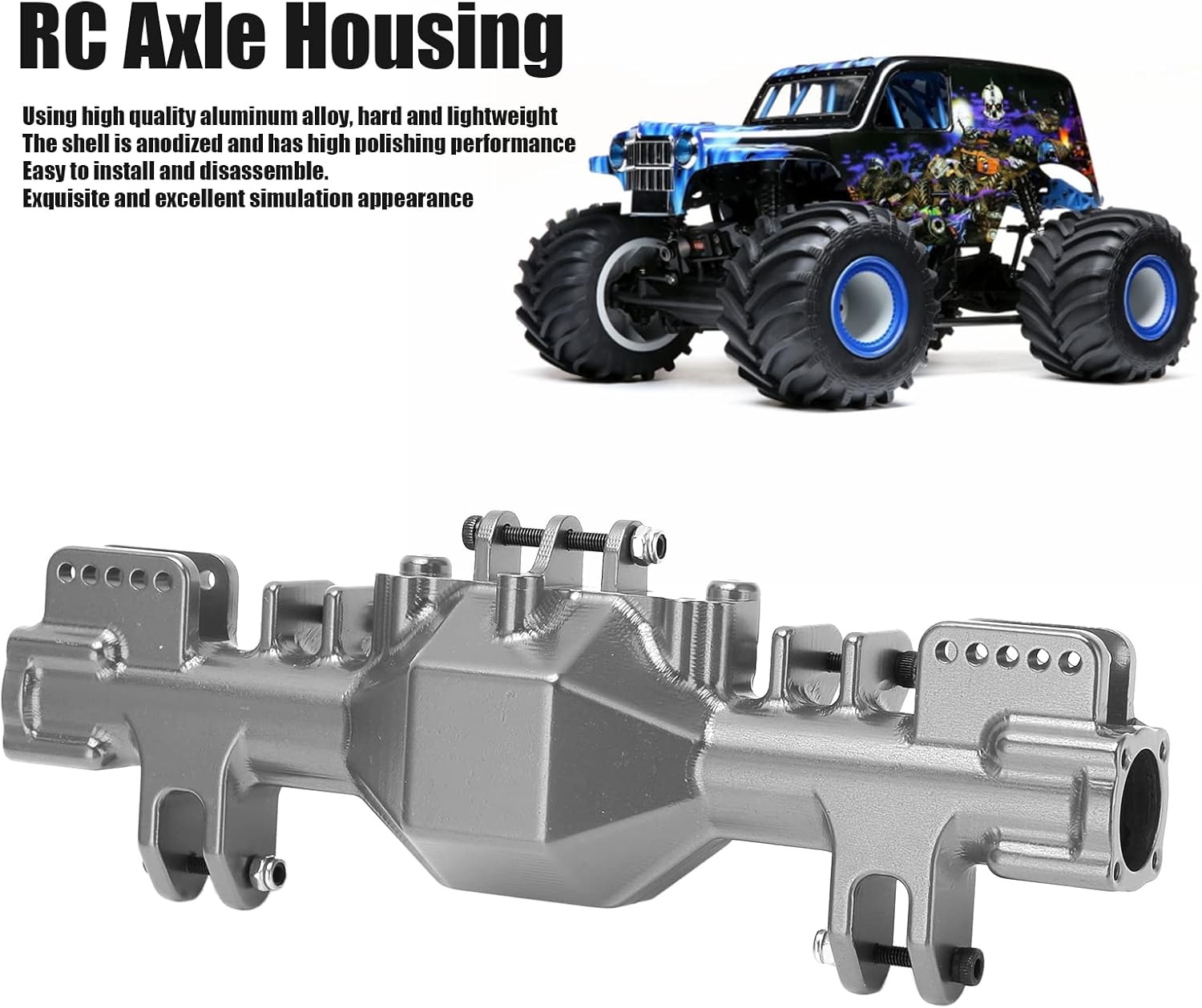 Replacement RC Axle Housing, RC Metal Axle Housing Replacement Bridge Shell Compatible with LMT 1/8 RC Car()