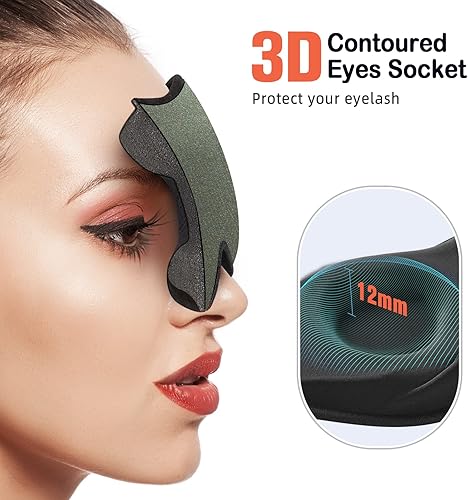 Miniatura 2 de LitBear Antifaz para dormir de lado para hombres, máscara de dormir para mujeres, bloqueo de luz, copa contorneada 3D, máscara de ojos para dormir,