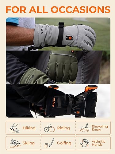 Miniatura 5 de ORORO Guantes térmicos para mujeres y hombres, guantes de motocicleta con calefacción recargable, guantes de batería para esquí y artritis