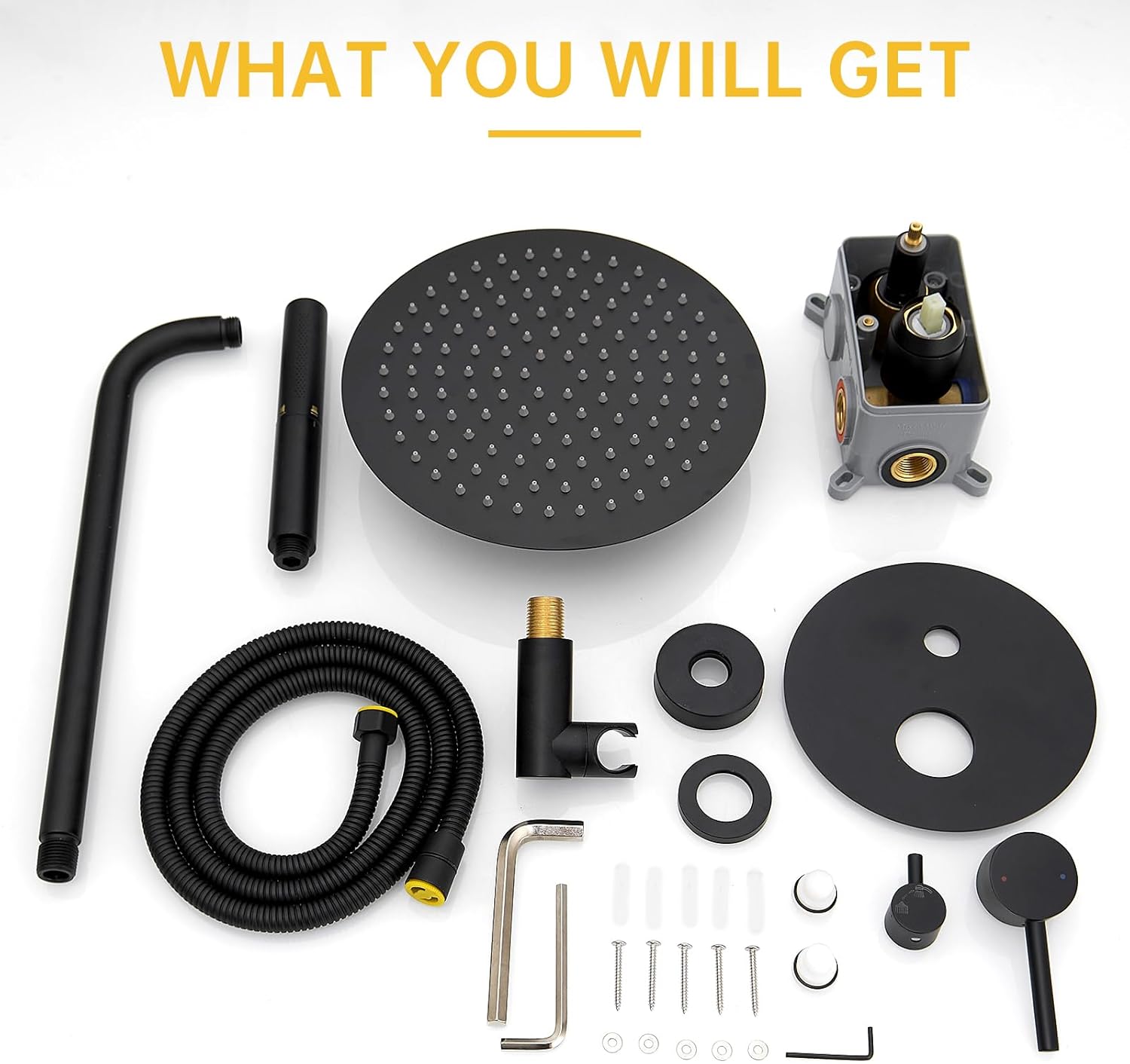 BESy Shower System with 10 Inch Round Rain Shower Head and Handheld Wall Mounted, High Pressure Rainfall Heads Shower Faucet Fixture Combo Set with 2 in 1 Spray Showerhead for Bathroom, Matte Black - Image 9