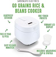 Vista 3 de GreenLife Olla Digital para Arroz y Frijoles, 2 Tazas Sin Cocinar/4 Tazas Cocidas, Olla de Cerámica Antiadherente Extraíble Libre de PFAS