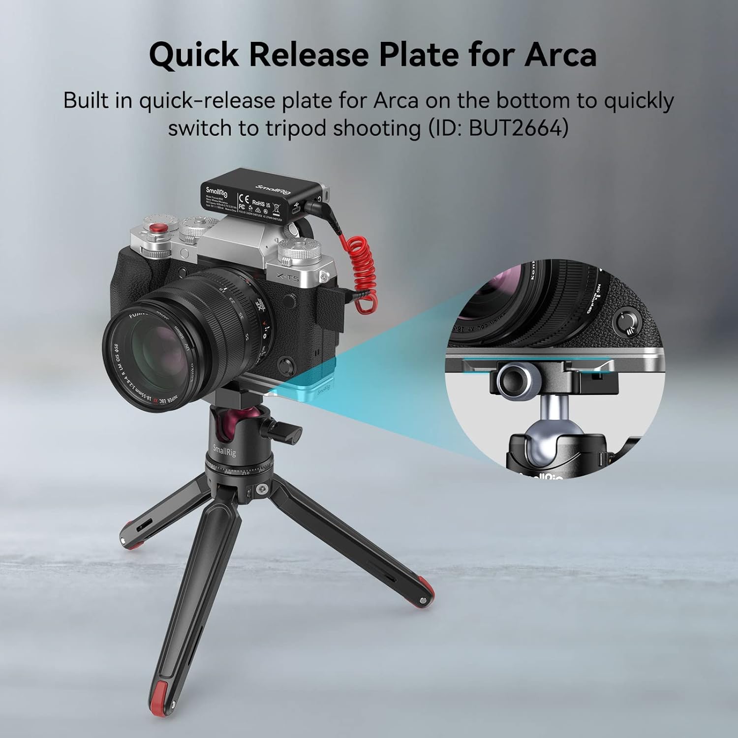 SmallRig X-T5 Handgrip L-Shape Grip for FUJIFILM X-T5 Camera, Built-in Quick Release Plate for Arca, Silicone Side Handle, Shutter Button, Lightweight and Comfort - 4136 - Image 7