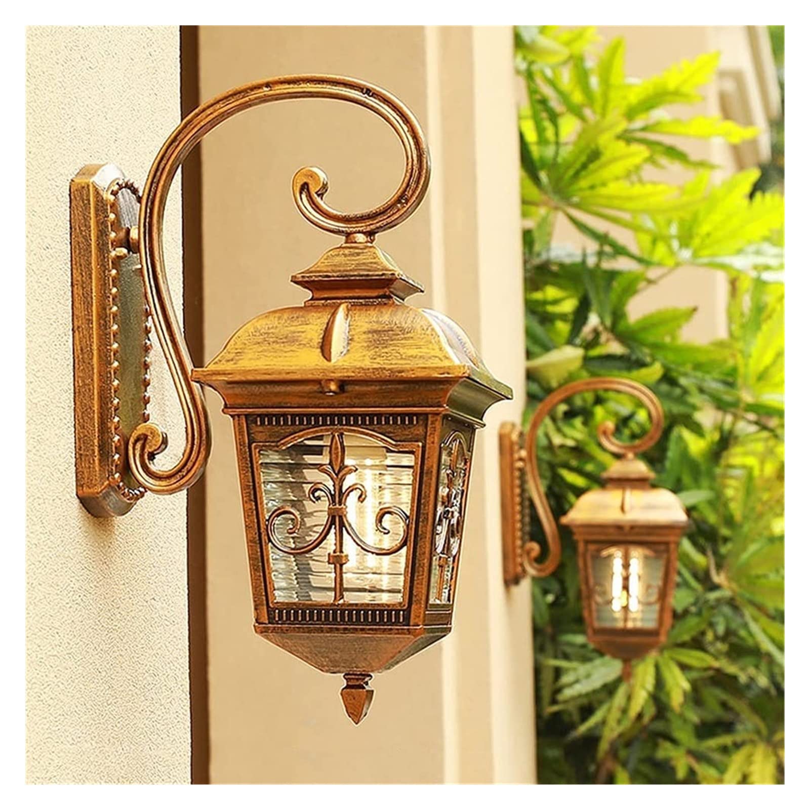 Lanterne de cour Applique murale en bronze huilé antique avec abat-jour en verre rayé 16,5 pouces Éclairage extérieur étanche Scocne E27 pour lampe de jardin, terrasse, porche Comfortable anniversary