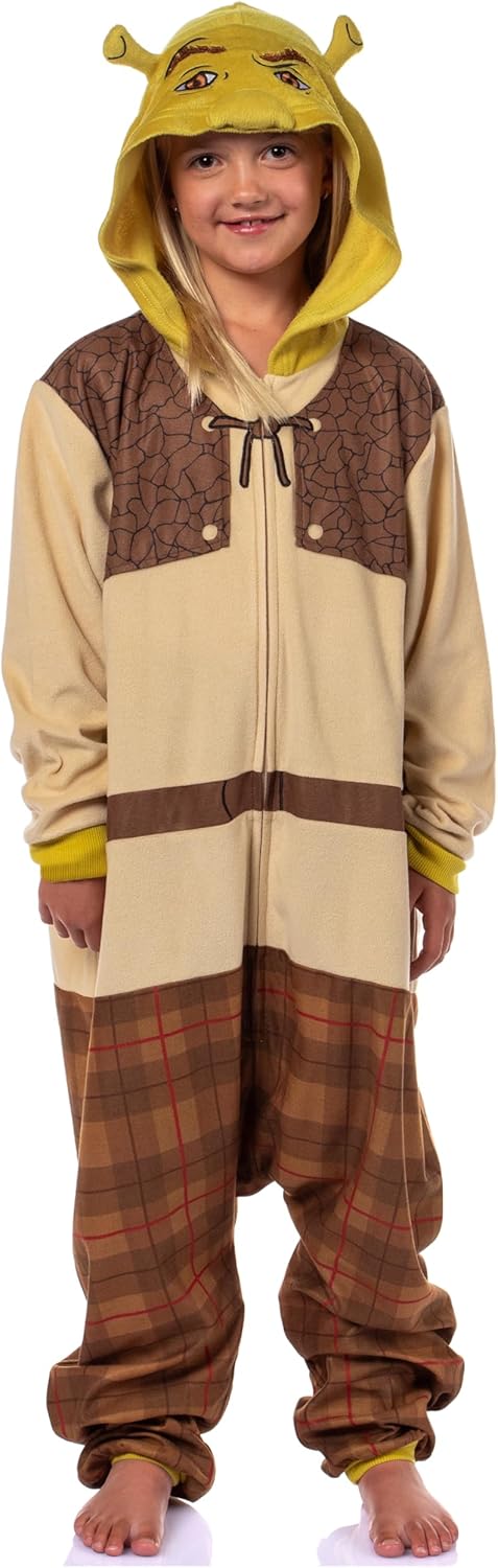 INTIMO DreamWorks Shrek Boys' Character Union Suit Sleep Hooded Lounge Pajama One Piece