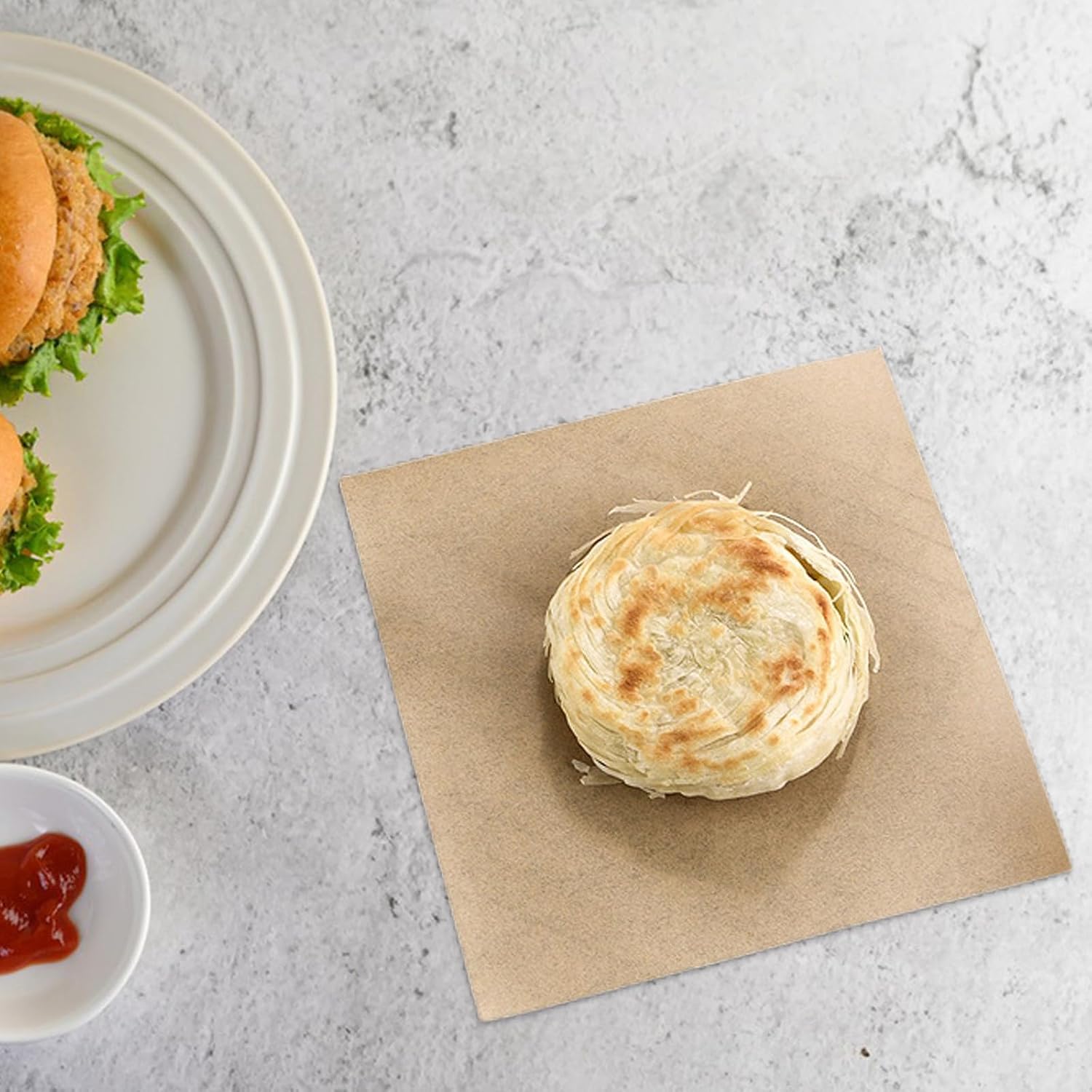 500pcs Food Grade Greaseproof Parchment Paper Sheets Non-stick Burger Smash Paper Circles for Cooking Baking and Food Basket Liners in Restaurants and Home Use