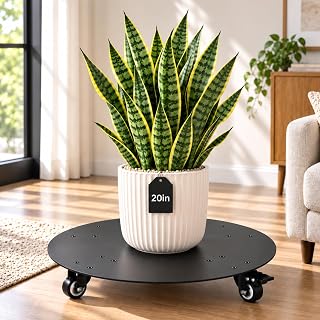 Heavy Duty 20" Planter Caddy with Wheels for Indoor/Outdoor Use | Durable Planter Caddies with Efficient Drainage for Easy Mobility on All Surfaces - Ideal for Pots, Trash Bins & Garden Decor