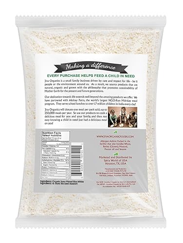 Vista 2 de Jiva Organics - Arroz orgánico Sona Masoori de 10 libras de calidad premium, origen indio, arroz de grano corto, todo natural y sin OMG (10 libras)