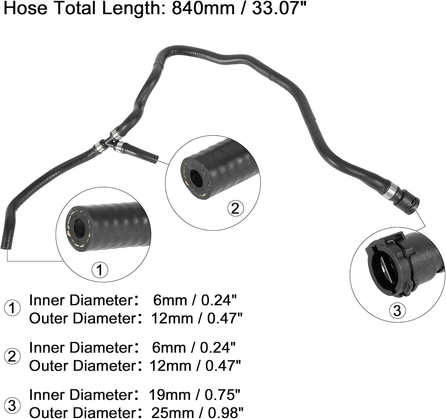 X AUTOHAUX Car Radiator Coolant Water Hose from Expansion Tank 17127541146 for BMW 750i 2006-2008