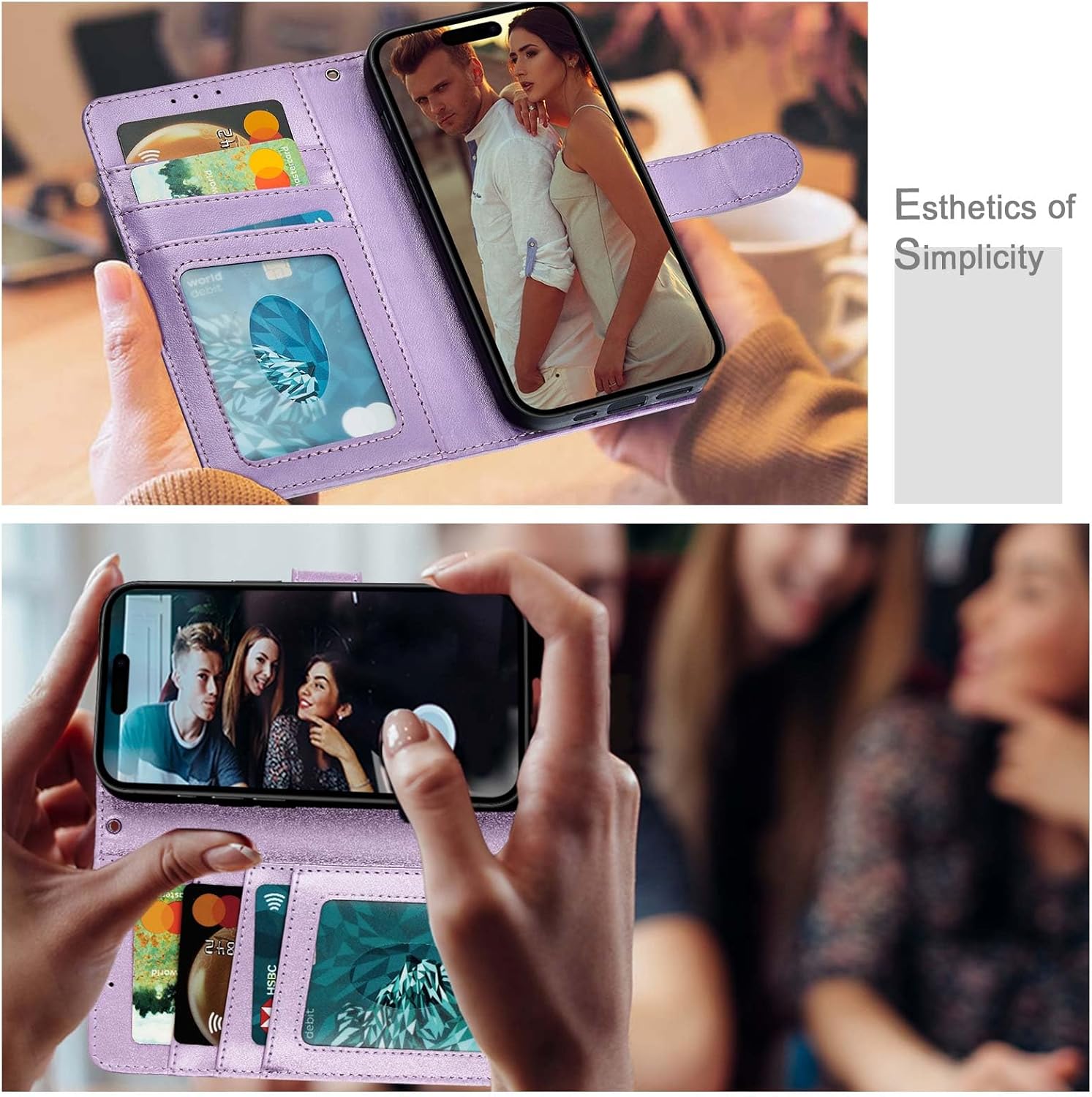 Wallet Case for iPhone 17 Pro,[RFID Blocking] 3 Card Holder Stand with Credit Card Slot PU Leather Magnetic Protective Flip Cover for iPhone 17 Pro (Light Purple) - Image 6