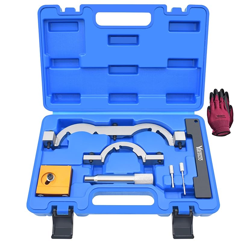 Kit de ferramentas para sincronismo do motor e travamento do comando de válvulas Yuesstloo, com maleta azul