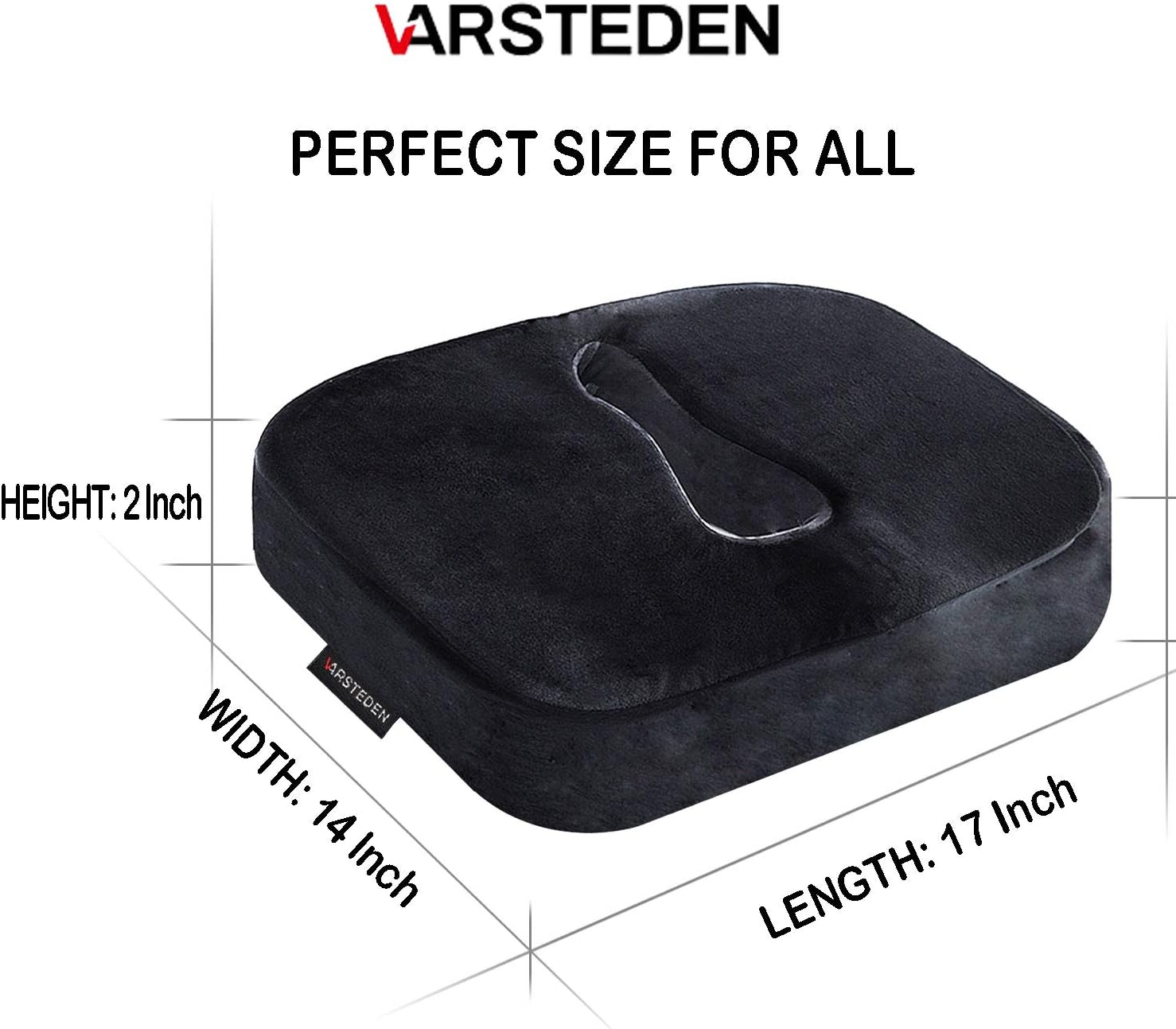 VARSTEDEN Black Memory Foam Seat Cushion for Office Chair - Upgrade Gel Enhanced : Office Products