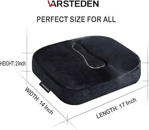 Miniatura 6 de VARSTEDEN Cojín de asiento de espuma viscoelástica negra para silla de oficina - Gel mejorado