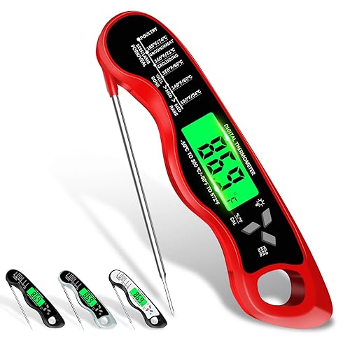 Miniatura 9 de Termómetro digital para carne, termómetro de cocina impermeable IP67 con luz de fondo, función de calibración y sujeción, termómetro de alimentos