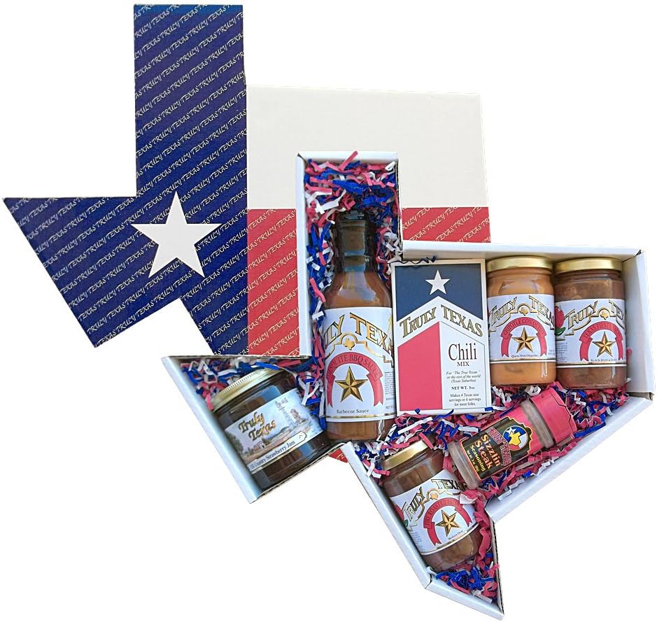 Truly Texas Big Tex Jelly, Barbecue, and Salsa Gift Set in State Shaped Box