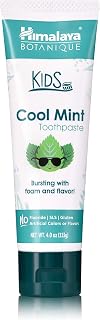 Himalaya Botanique Kids Cool Mint Toothpaste, Fluoride-Free Vegan, SLS-Free Gentle Foaming for Plaque-Fighting Bright Smiles - 4oz