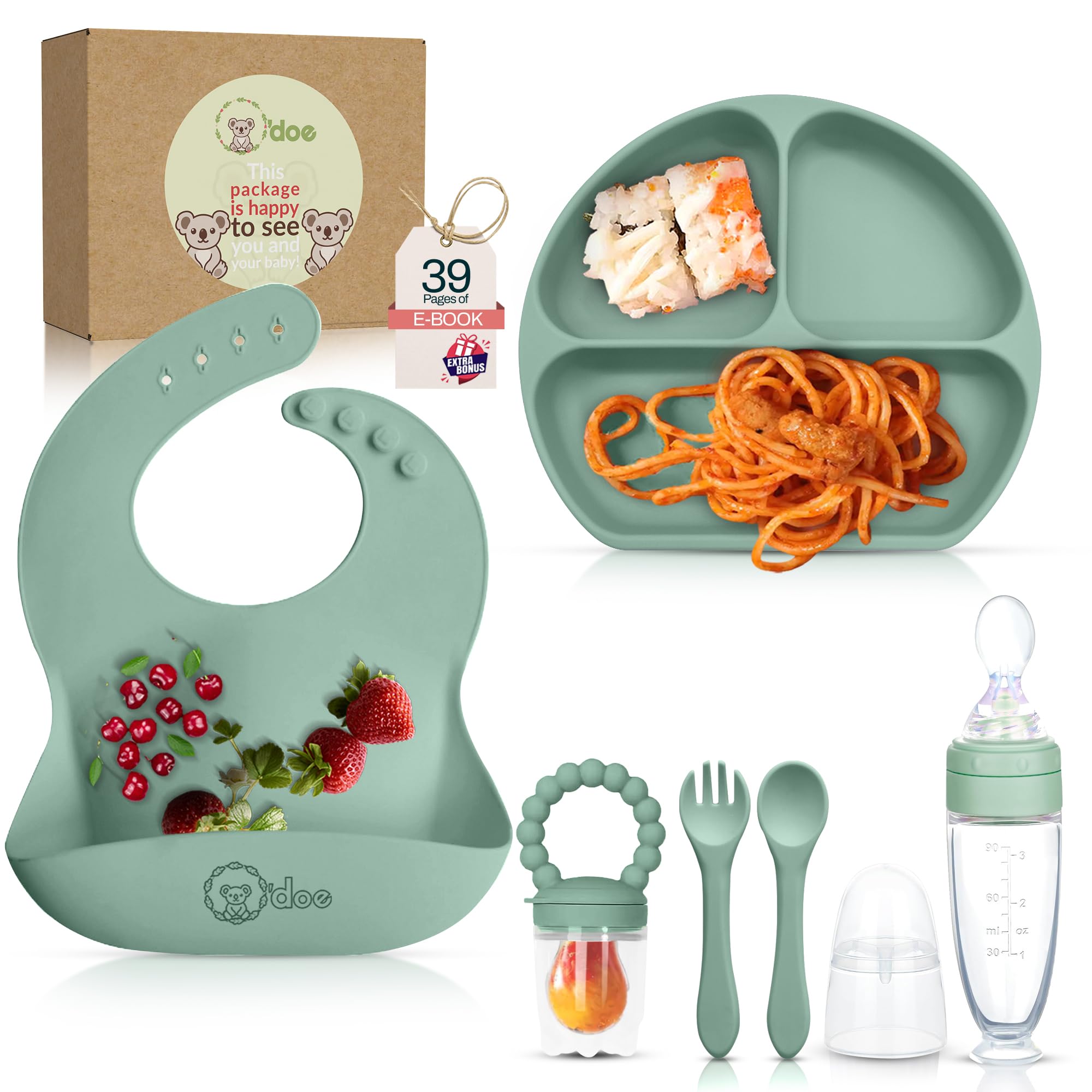 O'doe Silicone Baby Feeding Set (Green - V6)-image-39