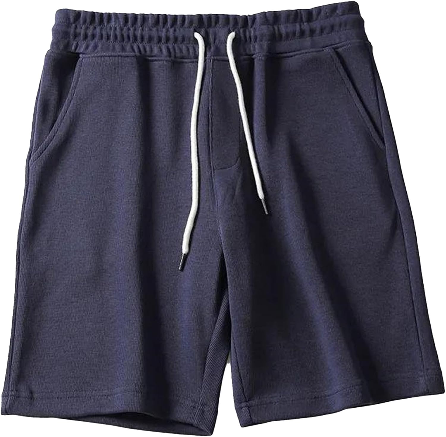 Men's Classic Fit Breathable Beach Shorts Solid Simple Relaxed Jogger Shorts Lounge Drawstring Elastic Gym Shorts