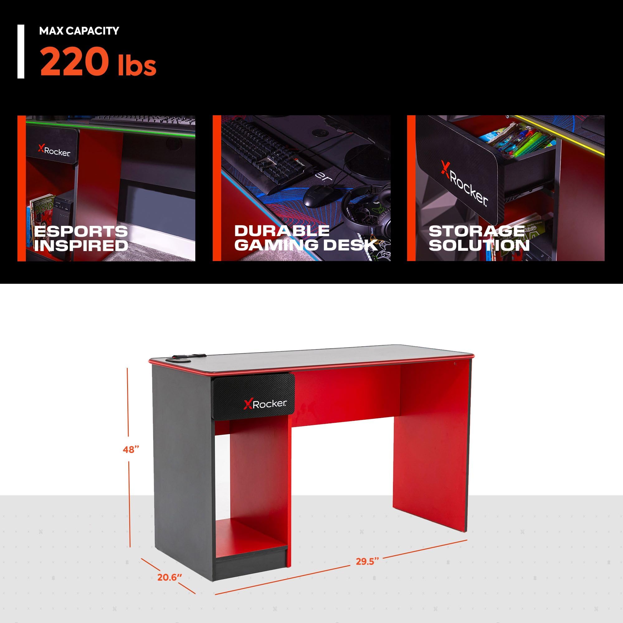 X Rocker Led Spectrum Desk Snapklik.com : X Rocker Carbon Tek LED Gaming Desk
