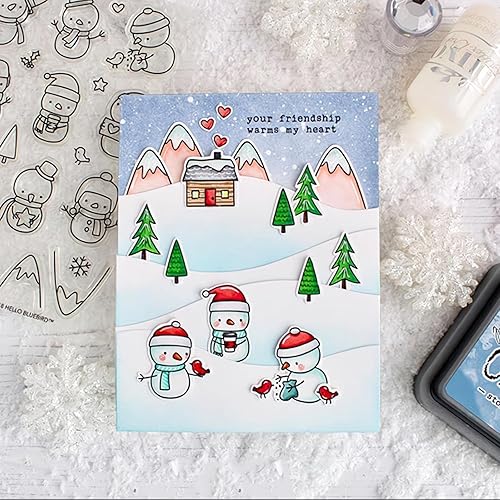 Miniatura 5 de Juego de sellos y troqueles transparentes de muñeco de nieve de invierno para hacer tarjetas, plantillas de corte para álbumes de recortes, álbum de