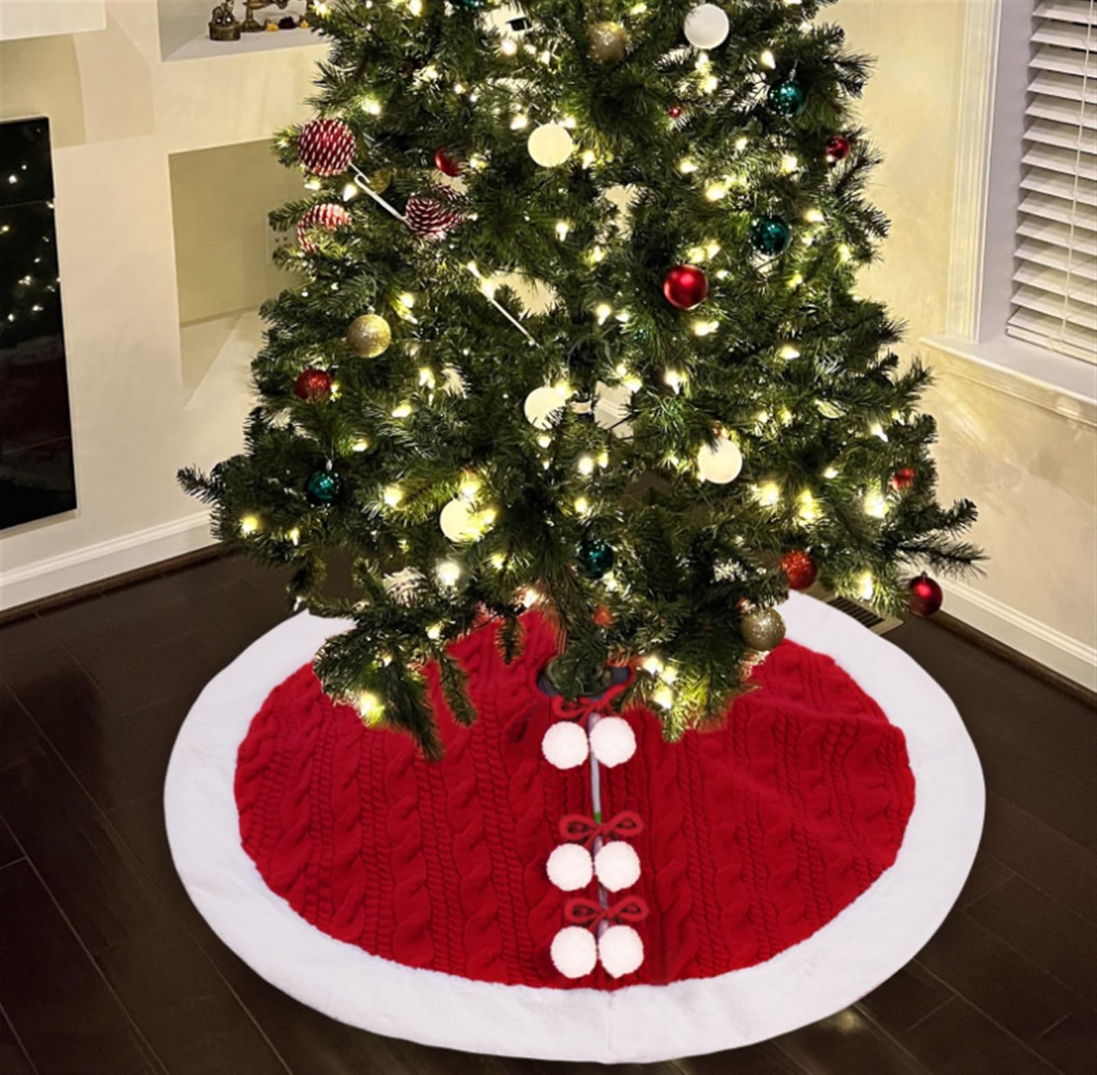 Tappeto Albero di Natale, Ornamenti for Presepe Gonna for Albero di Natale for Tappeto in Peluche for Festa Forniture(90cm)