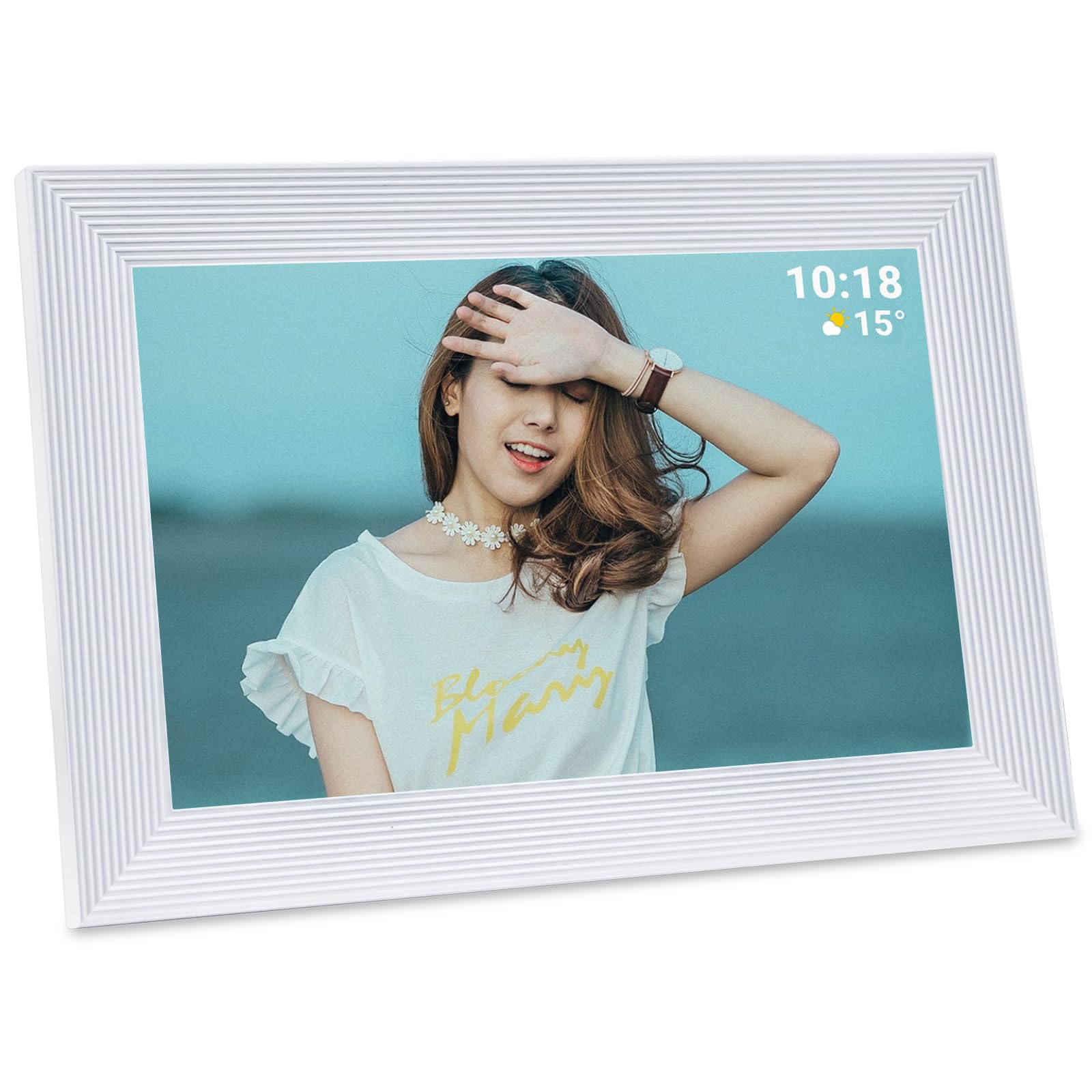 Digitaler Bilderrahmen WLAN Frameo.10,1 Zoll 1280×800 IPS-Touchscreen.16GB WiFi Digital Photo Frame.Fotos und Videos über die Frameo-App teilen.Weiß.