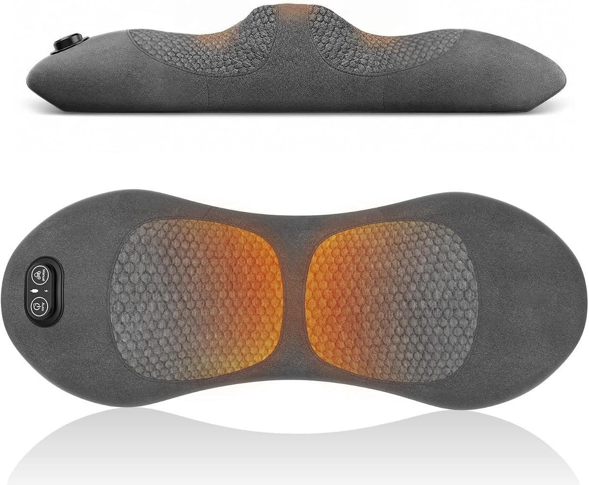 3-in-1 Back Massager with Heat, Shiatsu Vibration & Lumbar Traction – Deep Tissue Pain Relief for Home Office Car – Corded Electric Gift