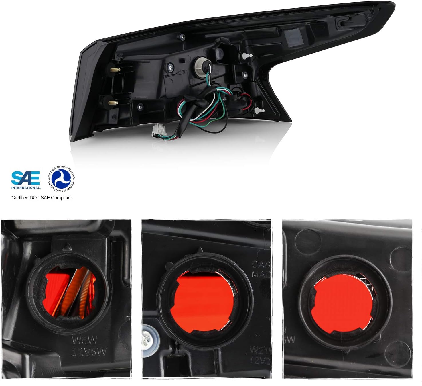 AKKON - Fits 2019-2022 Altima Sedan Model [Halogen Type] All Red Tail Lights Brake Lamps Outer Pair Driver + Passenger Right