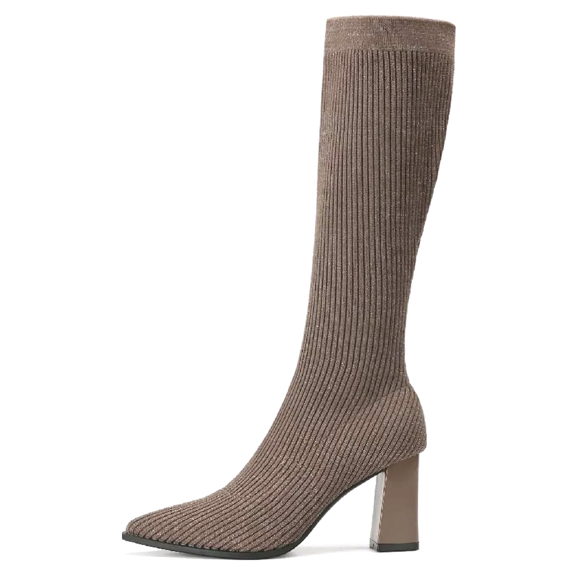 NEWBELLA Womens Winter Chunky Heel Knee High Boots